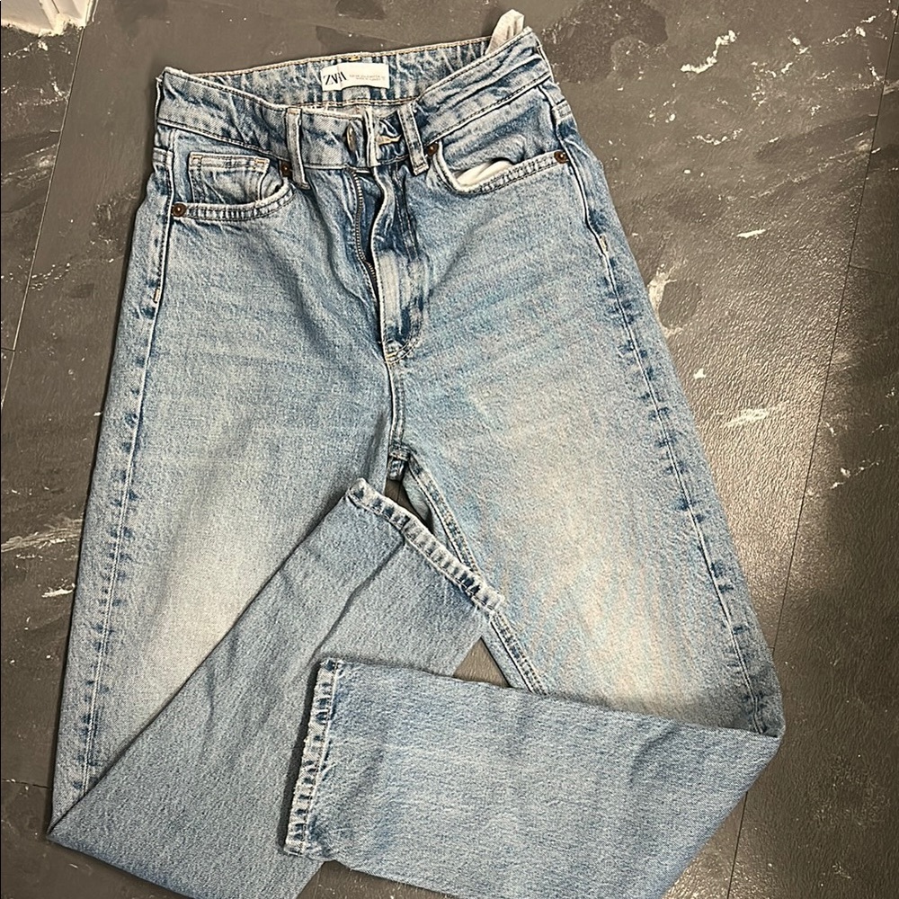 Zara Light Blue Straight Leg Jeans